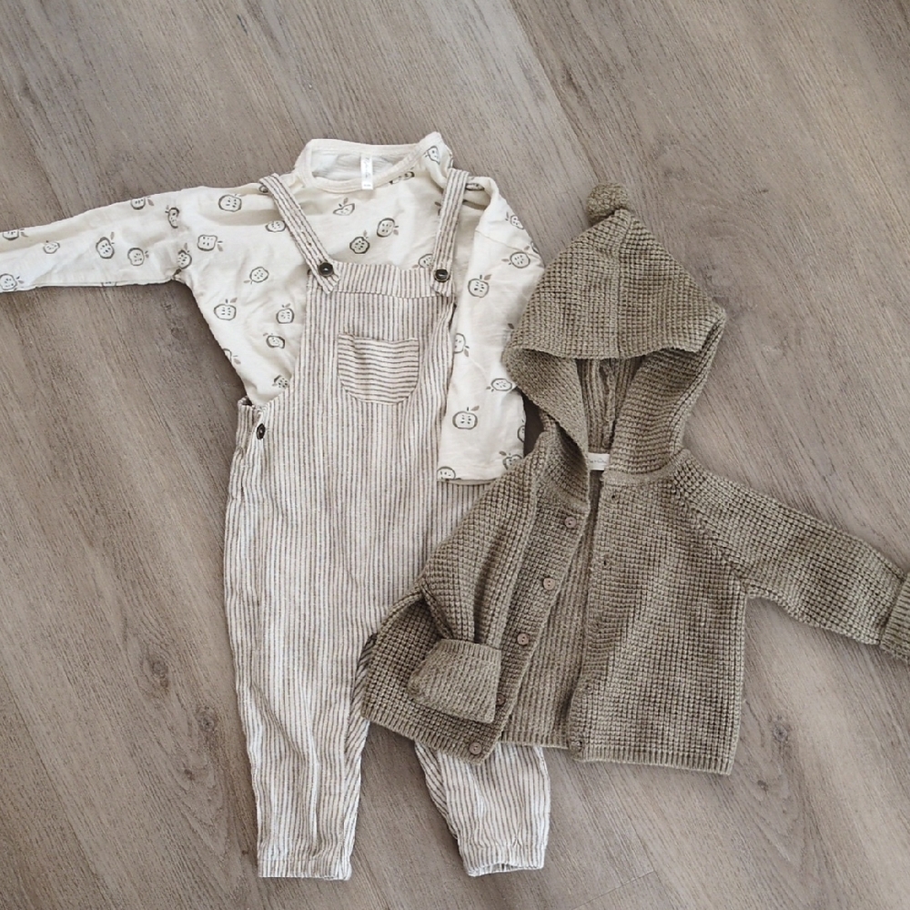 Rylee + Cru Adorable Baby Outfit Set with Overalls and Hoodie